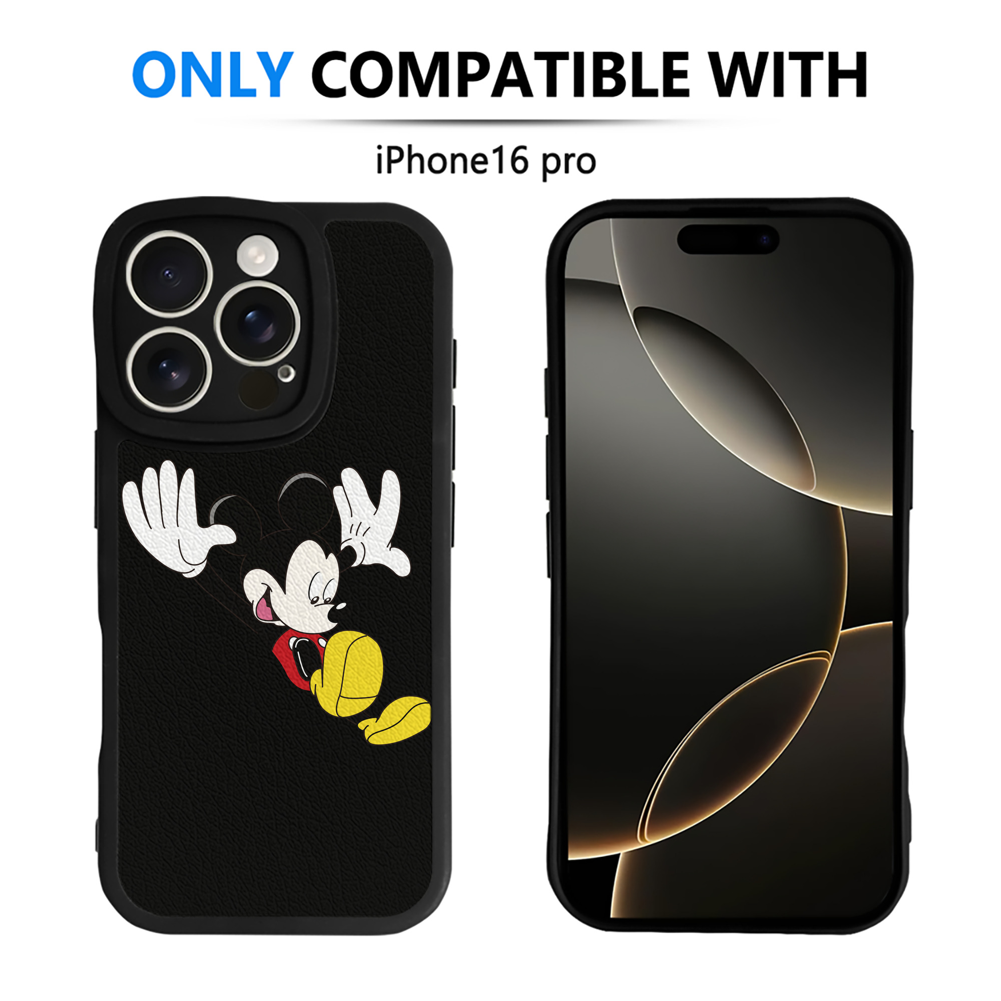 （画像用） ミッキーマウス Mickey Mouse 【iPhone 16シリーズ対応】シリコンスマホケース（レザー調） 材質：シリコン